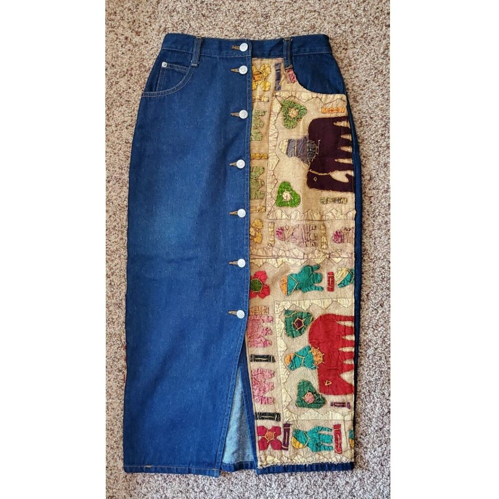 Vintage Denim Maxi Skirt